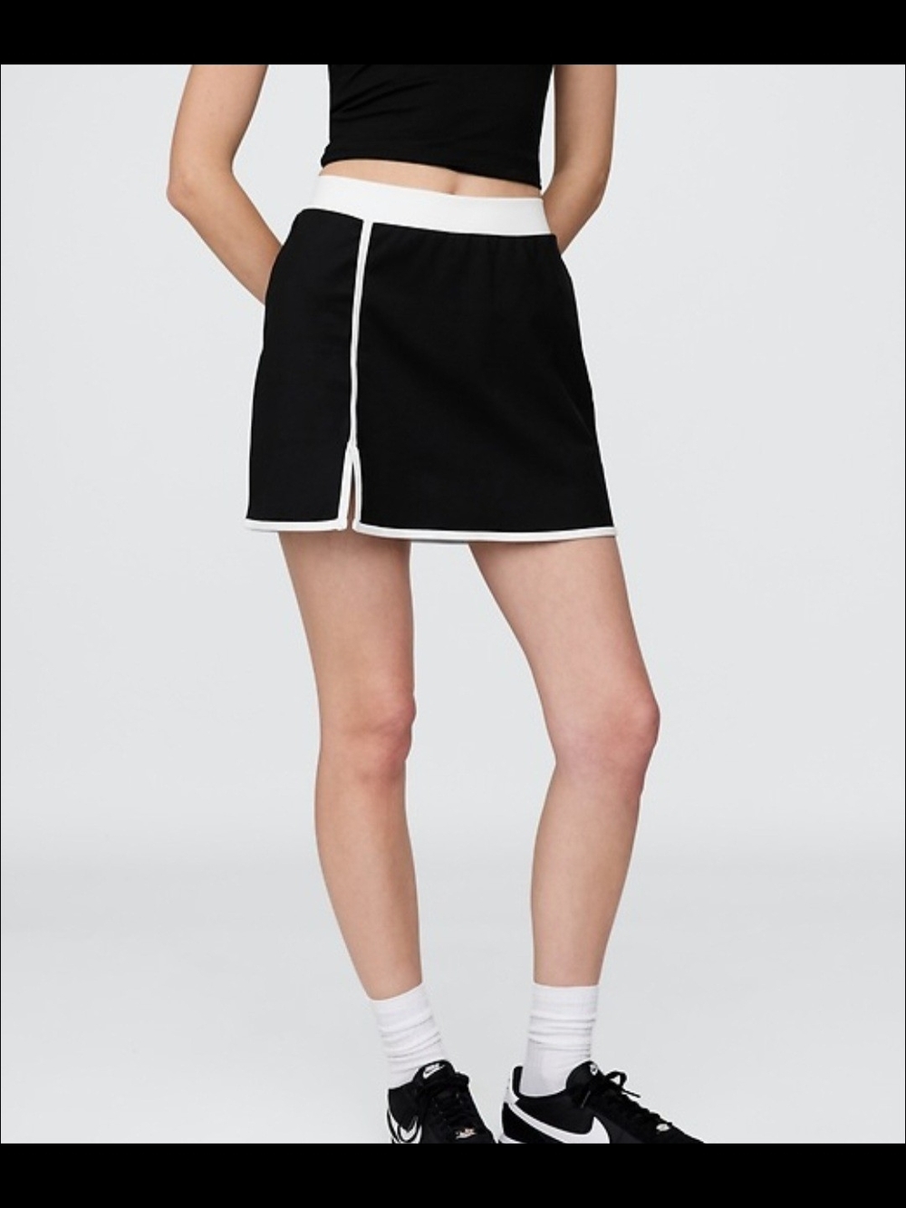 Black Mini Skort with White Trim